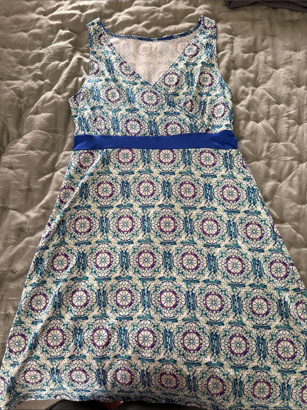 lola Blue, Teal & Purple Sleeveless Patterned Dress